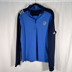 Kansas Jayhawks ADIDAS Sweater Men's Medium Blue 1/4 Zip Long Sleeve Pullover
